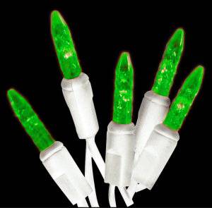 M5 LED Icicle Lights 70L Green WHITE WIRE