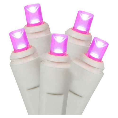 5mm LED Christmas Lights 70L Pink WHITE WIRE