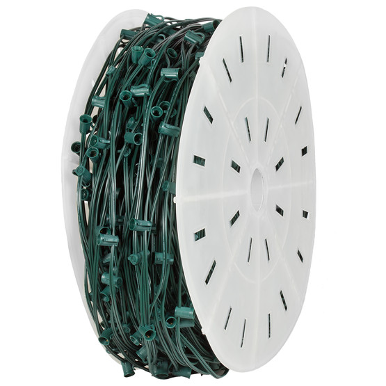 C7 Socket and Wire 1000 ft 12 inch spacing GREEN