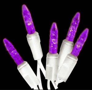 M5 LED Icicle Lights 70L Purple WHITE WIRE